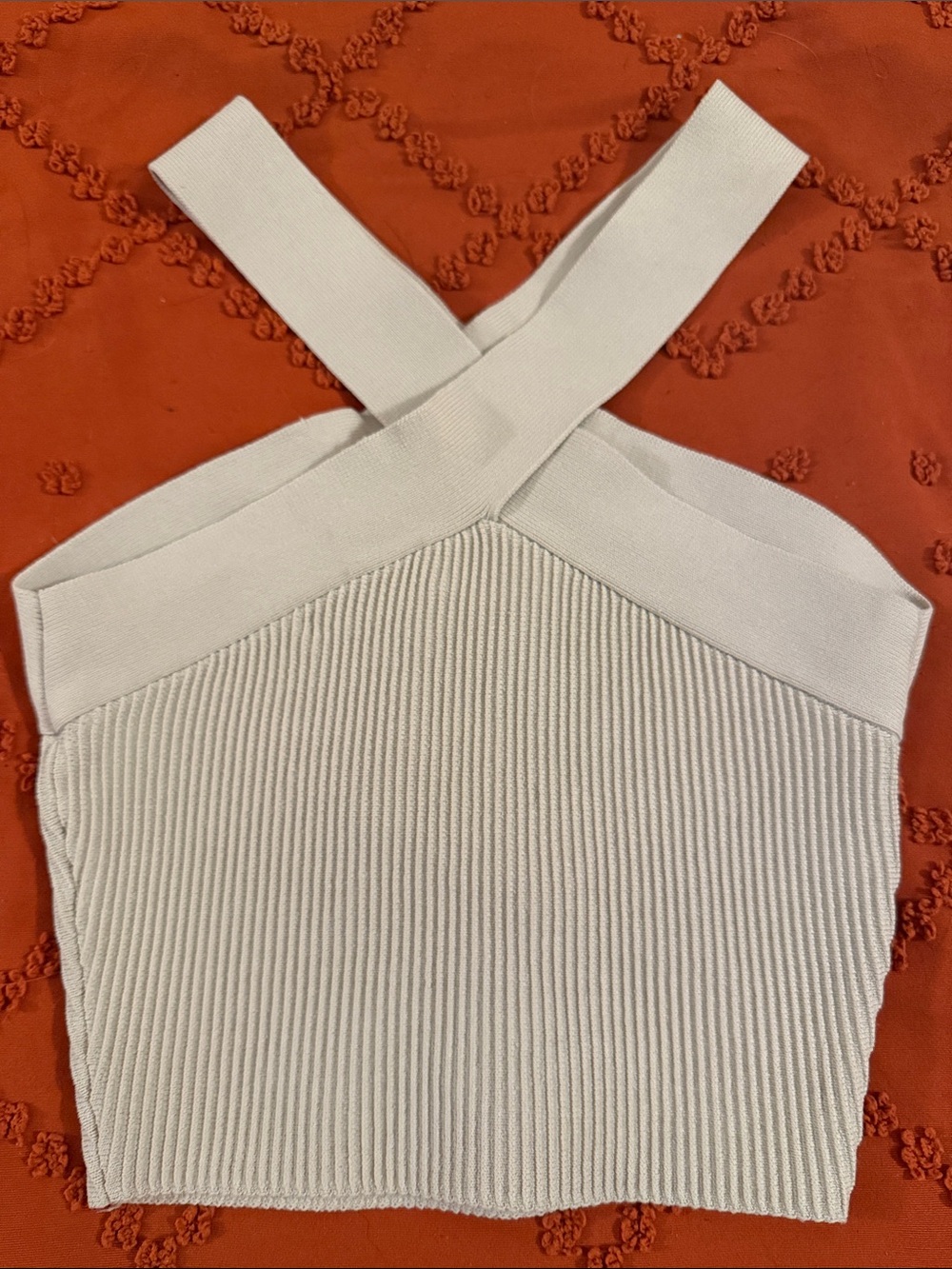 Babaton Ivory Ribbed Knit Tank